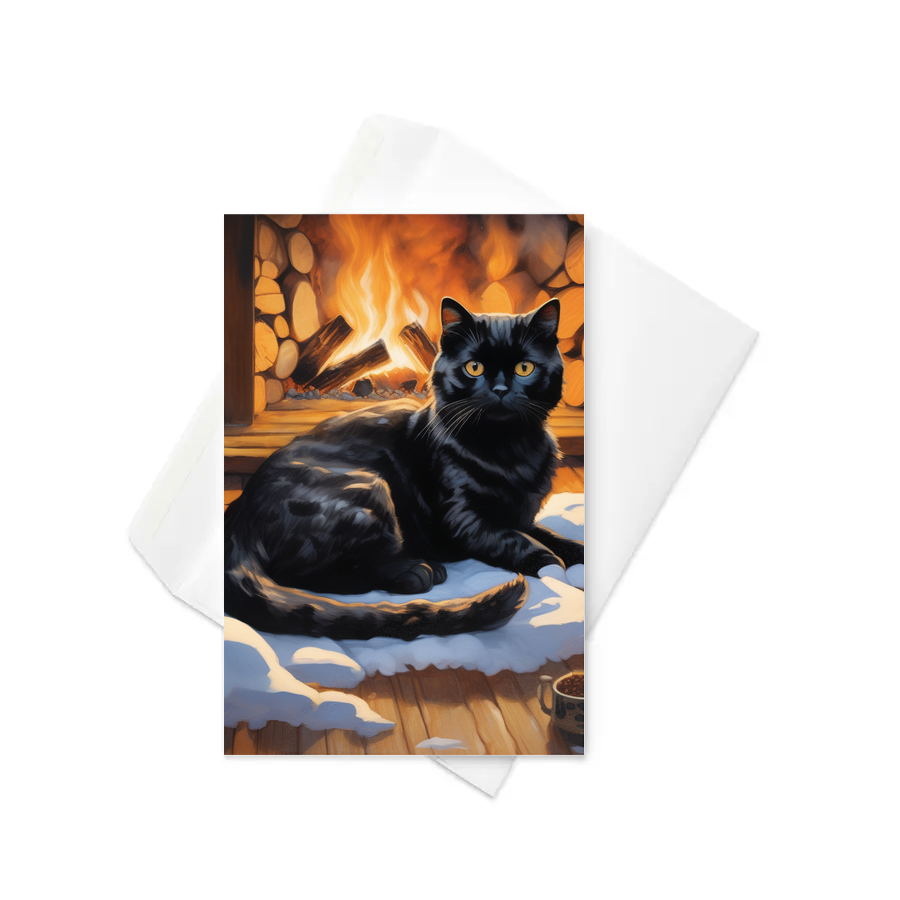 PugMug Custom Black Scottish Fold Cat Greeting Card