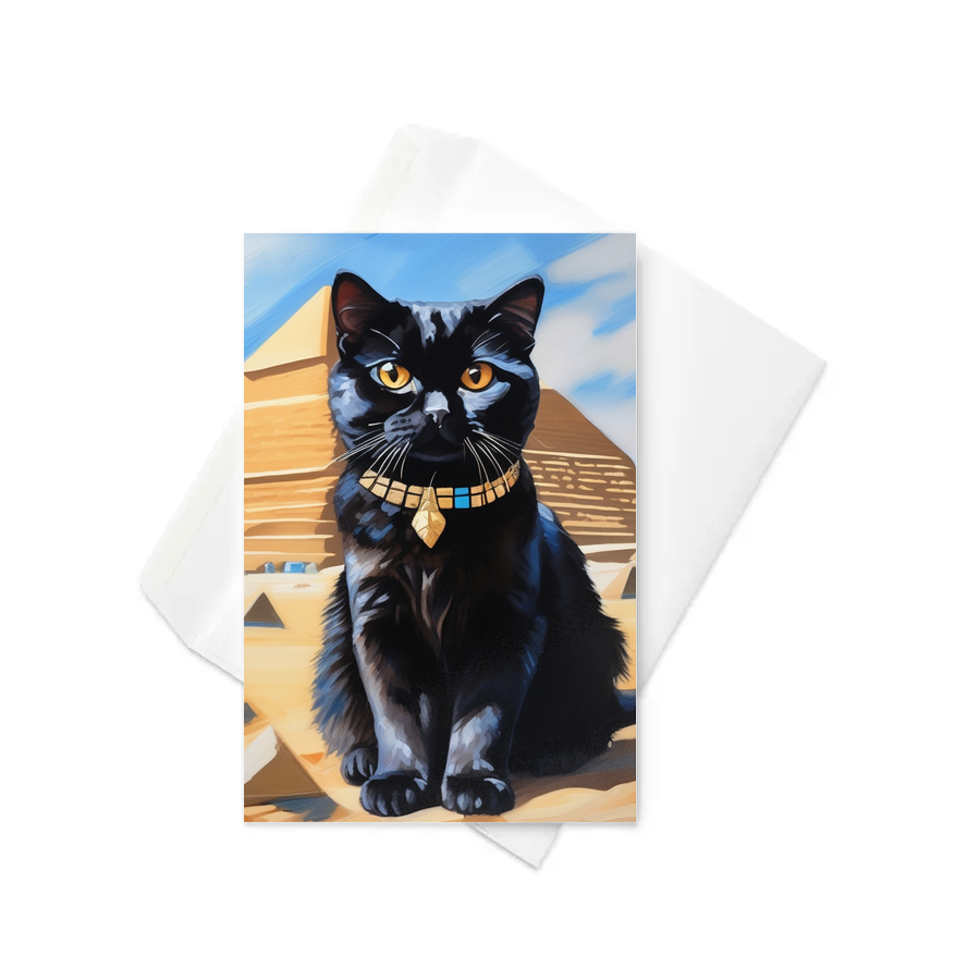 PugMug Custom Black Scottish Fold Cat Greeting Card