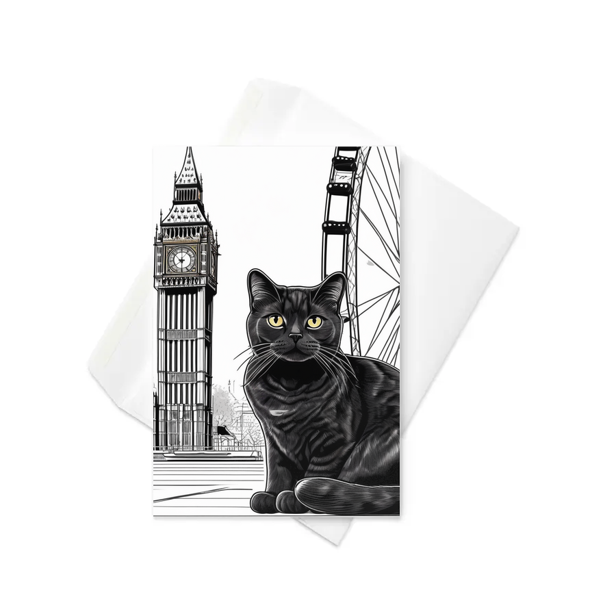 PugMug Custom Black British Shorthair Cat Greeting Card
