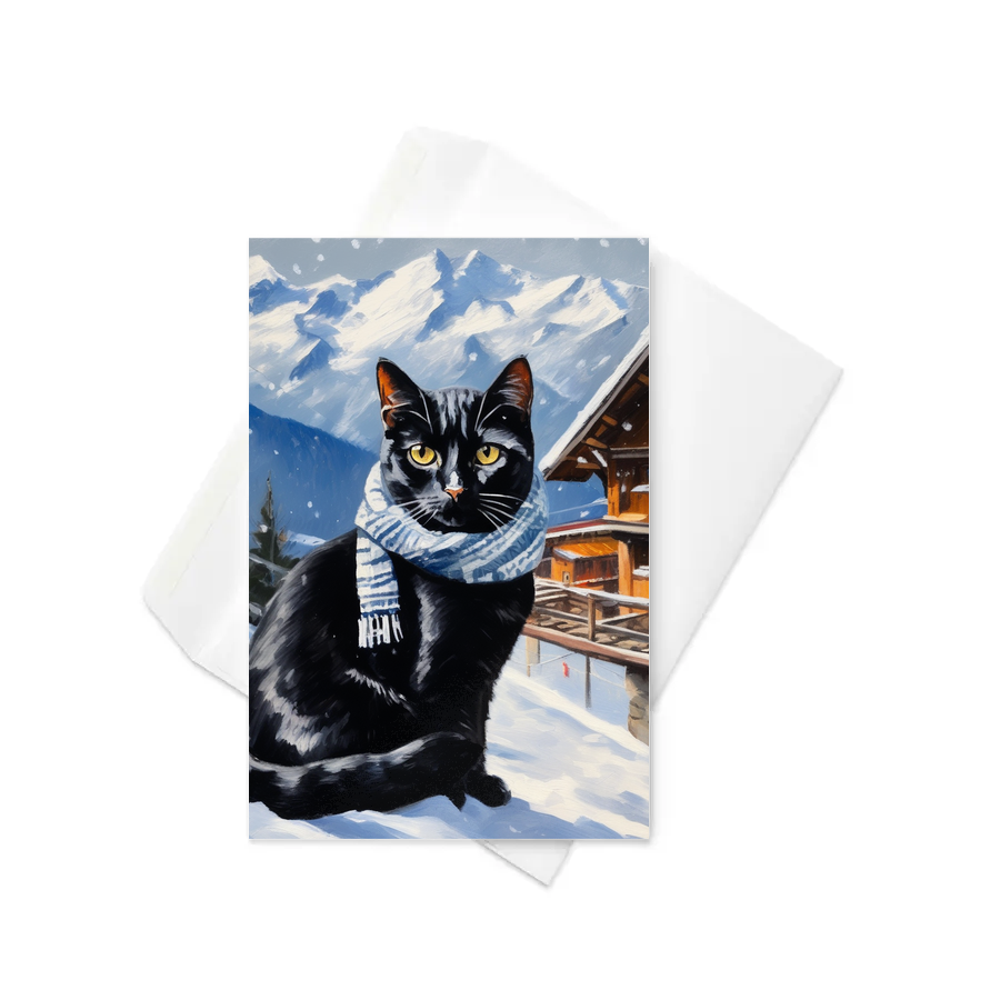 PugMug Custom Black American Shorthair Cat Greeting Card