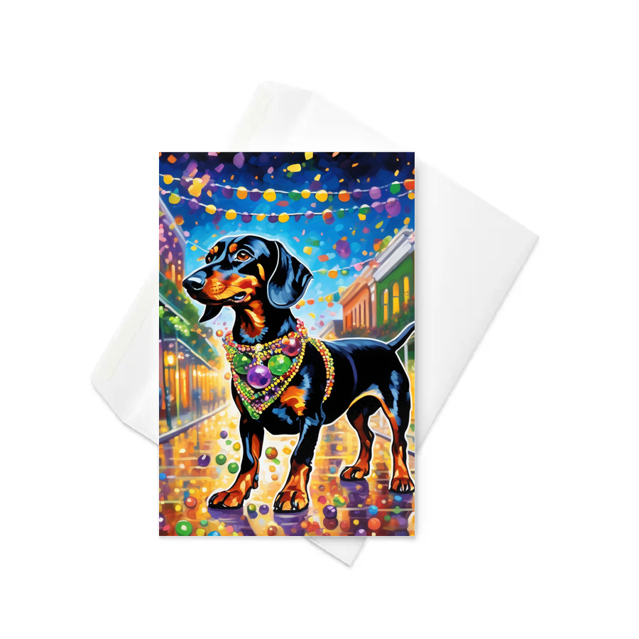PugMug Custom Black Dachshund Greeting Card