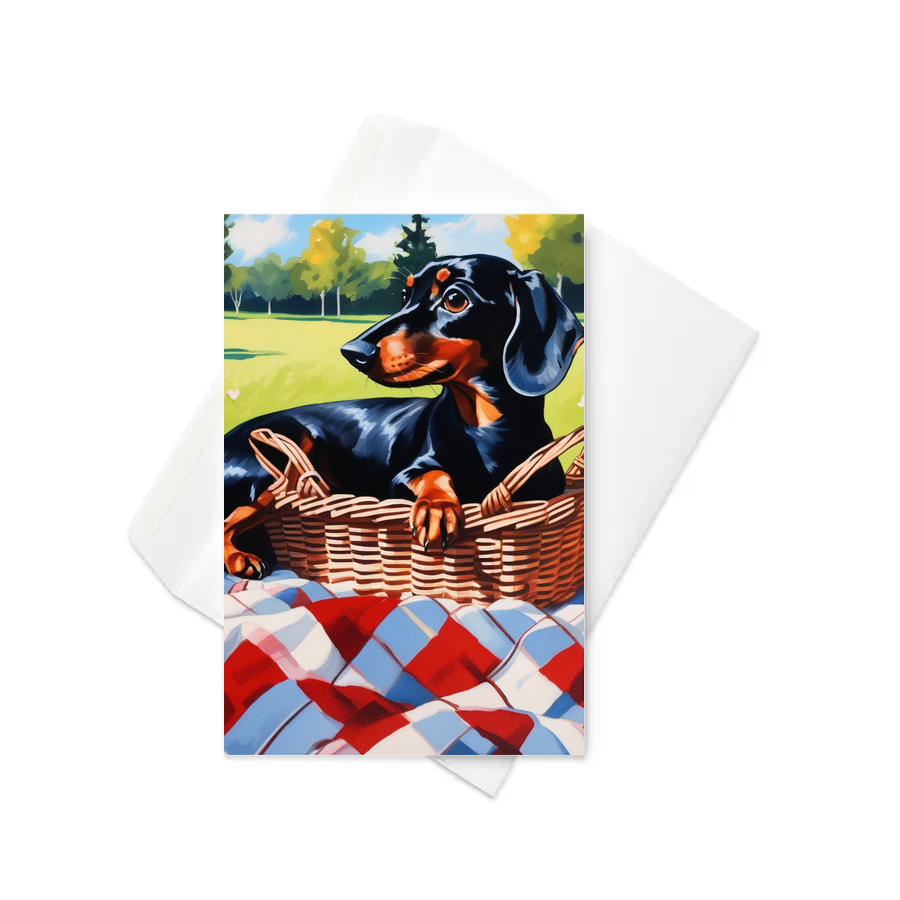 PugMug Custom Black Dachshund Greeting Card