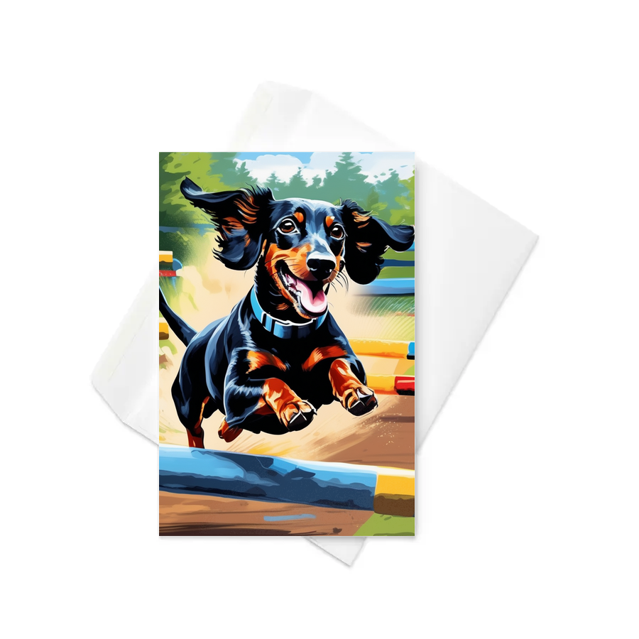 PugMug Custom Black Dachshund Greeting Card
