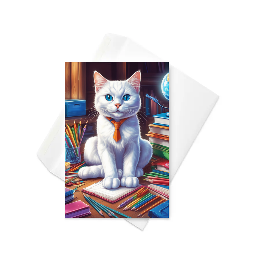 PugMug Custom White Companion Cat Greeting Card