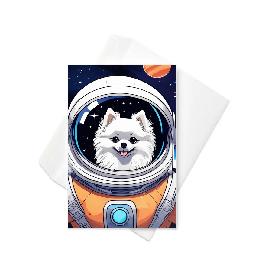 PugMug Custom White Pomeranian Greeting Card