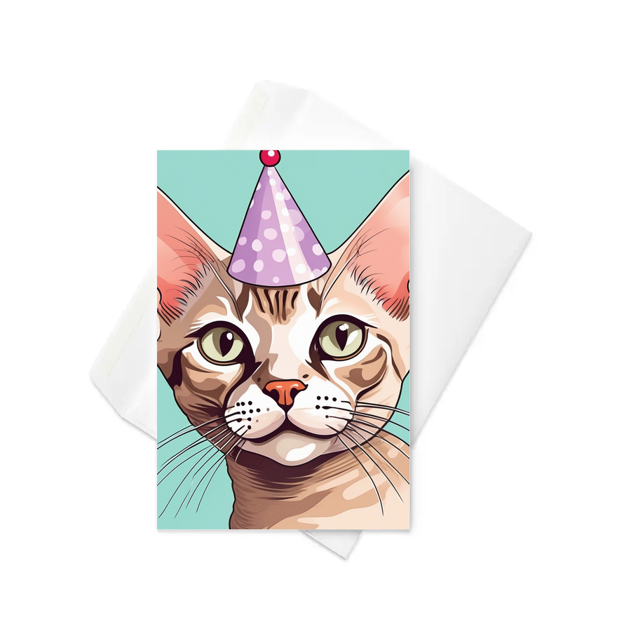 PugMug Custom Tabby Devon Rex Cat Greeting Card