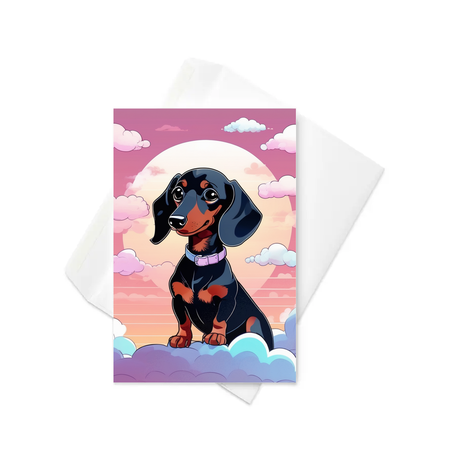 PugMug Custom Black Dachshund Greeting Card