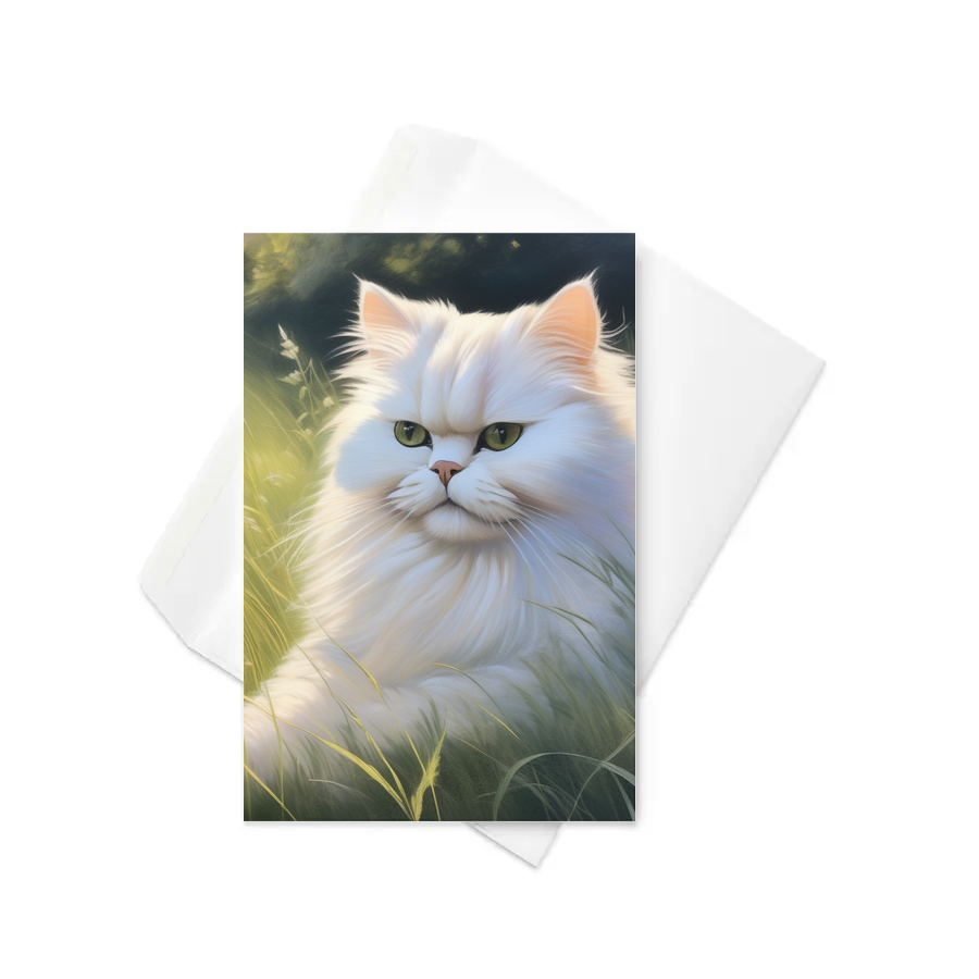 PugMug Custom White Persian Cat Greeting Card