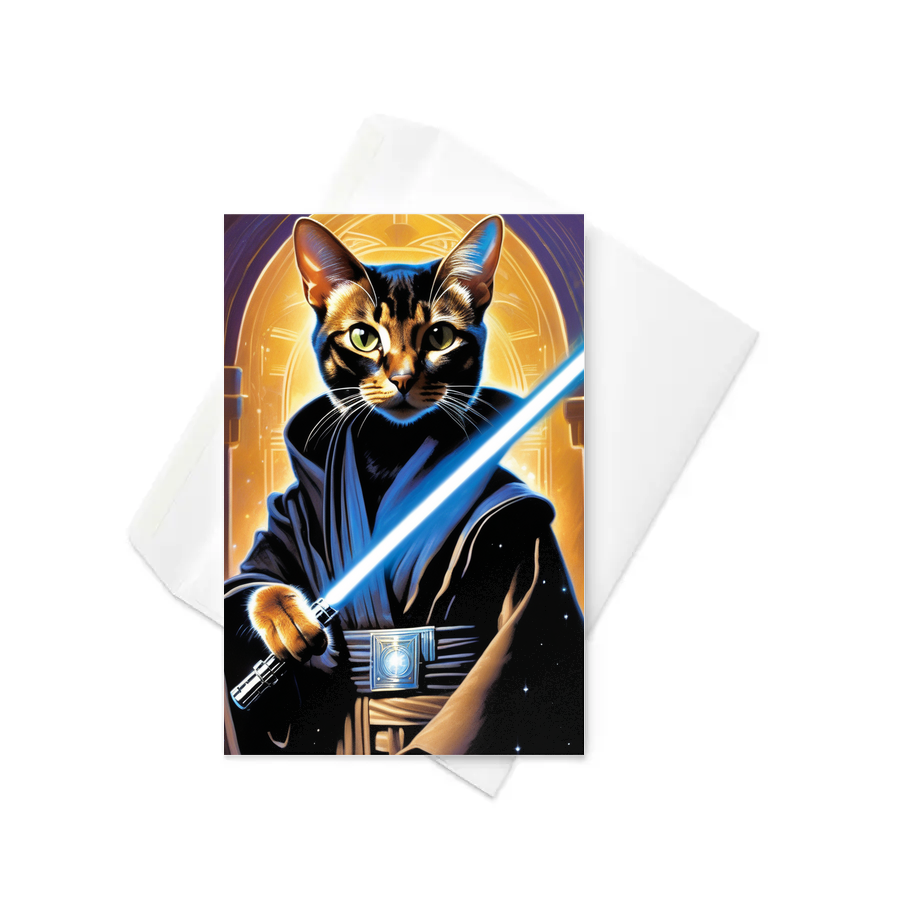 PugMug Custom Black Abyssinian Cat Greeting Card