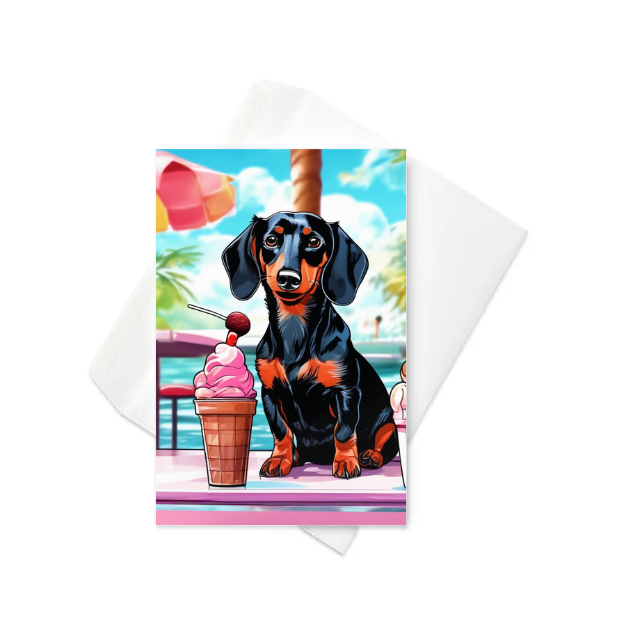 PugMug Custom Black Dachshund Greeting Card