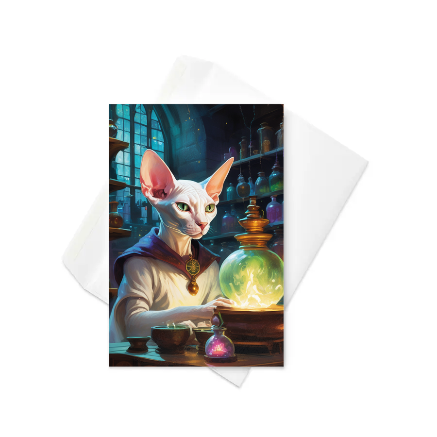 PugMug Custom White Sphynx Cat Greeting Card