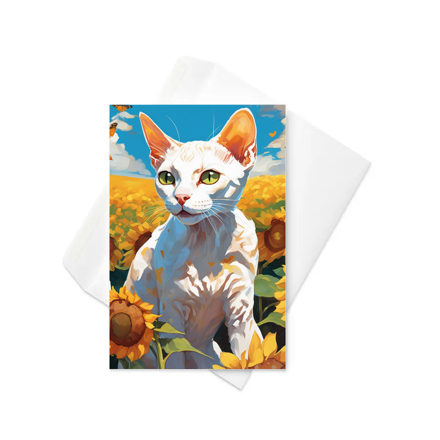 PugMug Custom White Devon Rex Cat Greeting Card