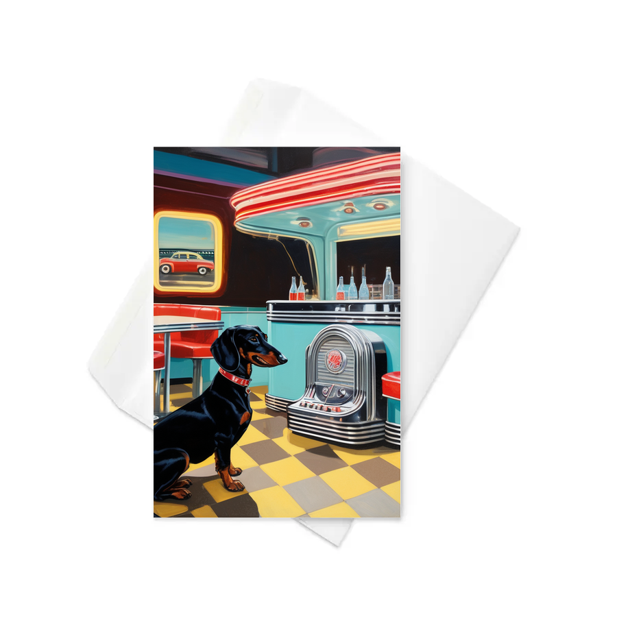 PugMug Custom Black Dachshund Greeting Card