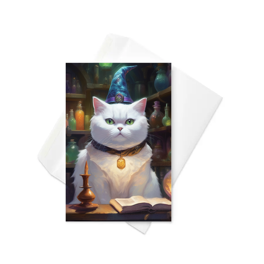 PugMug Custom White British Shorthair Cat Greeting Card