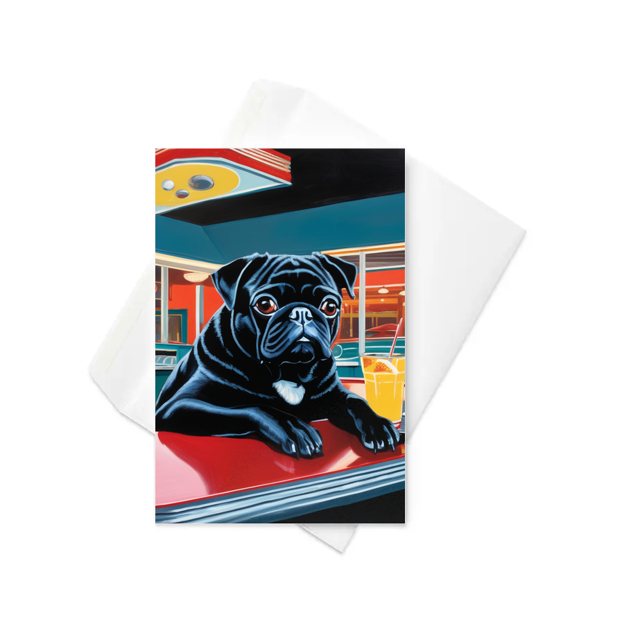 PugMug Custom Black Pug Greeting Card