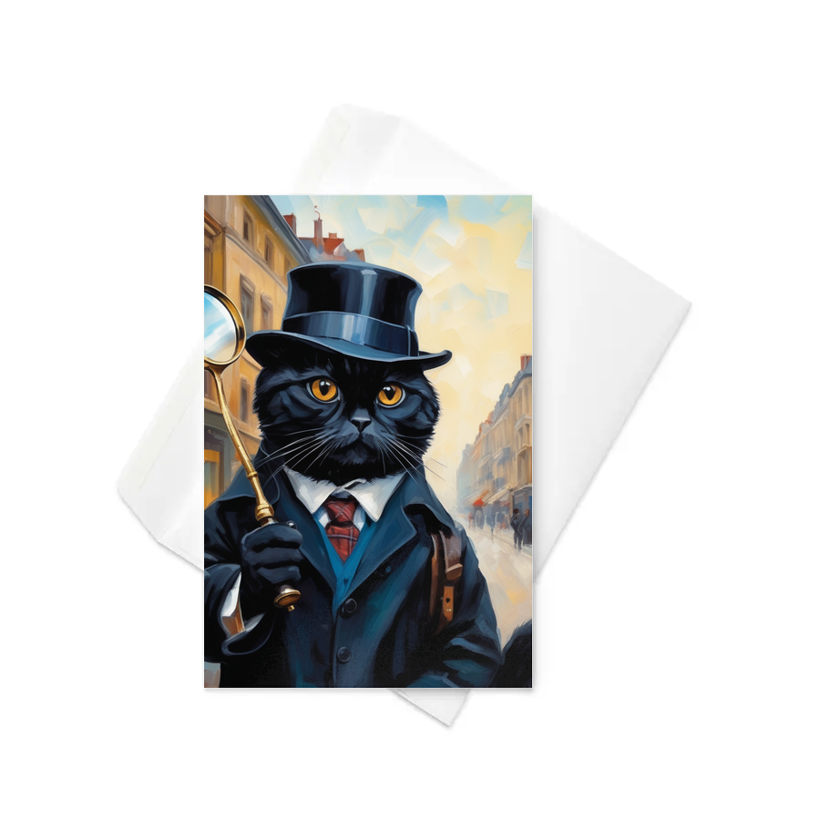 PugMug Custom Black Scottish Fold Cat Greeting Card