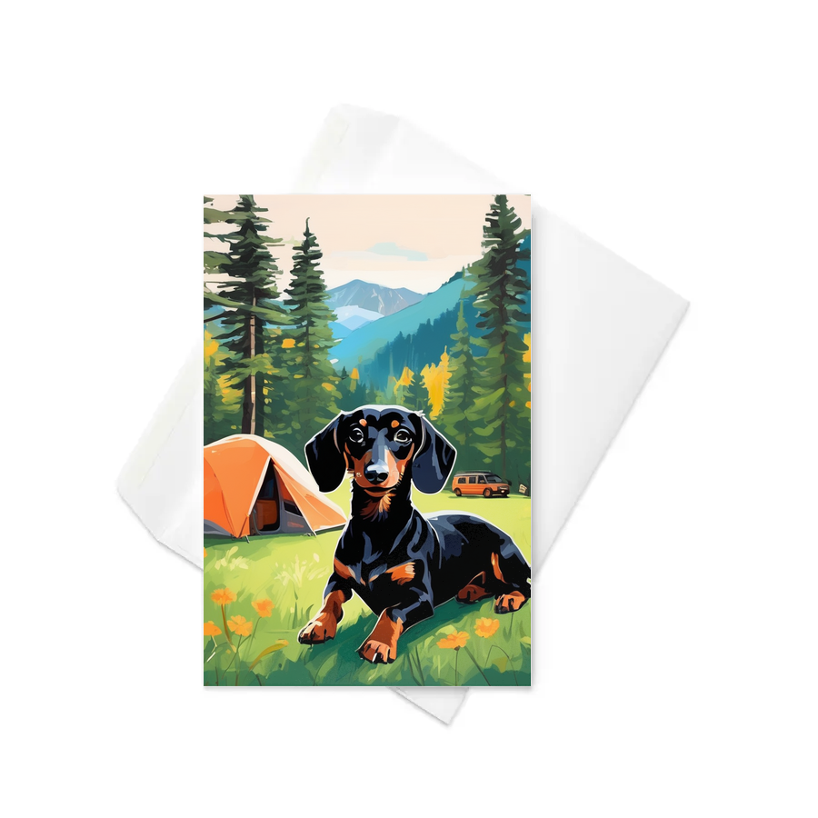 PugMug Custom Black Dachshund Greeting Card