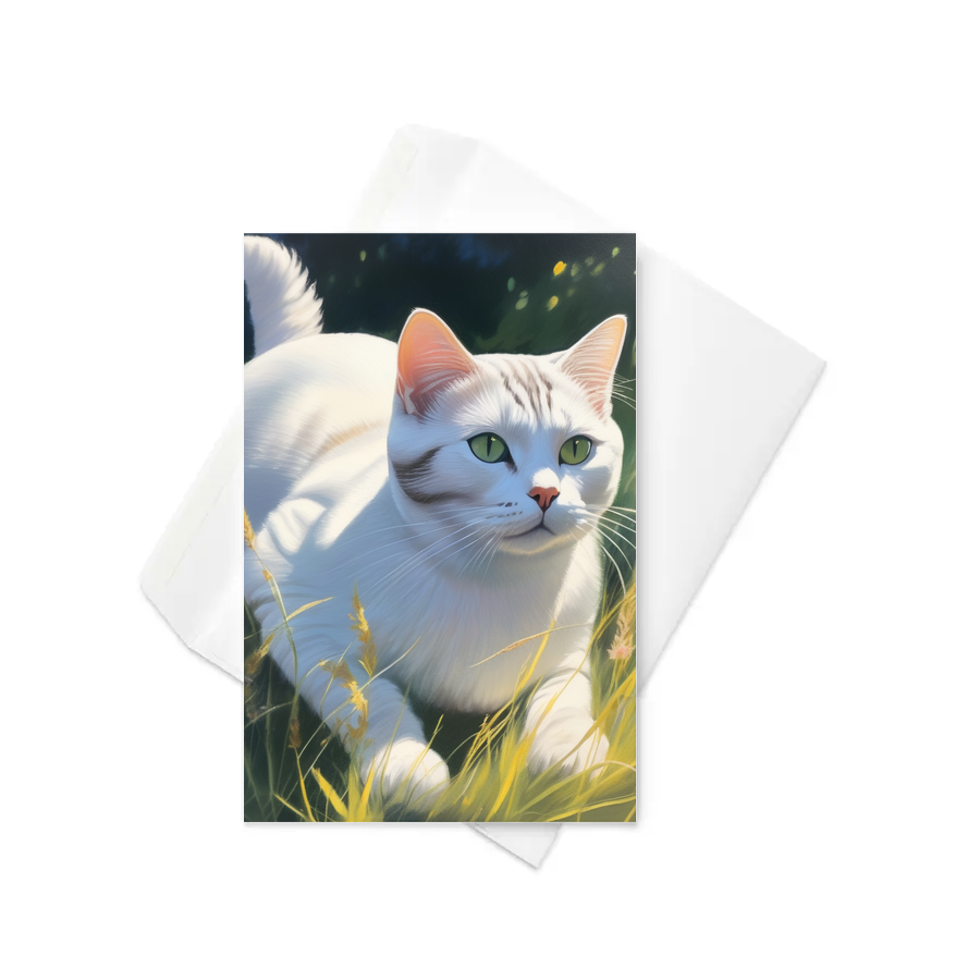 PugMug Custom White American Shorthair Cat Greeting Card