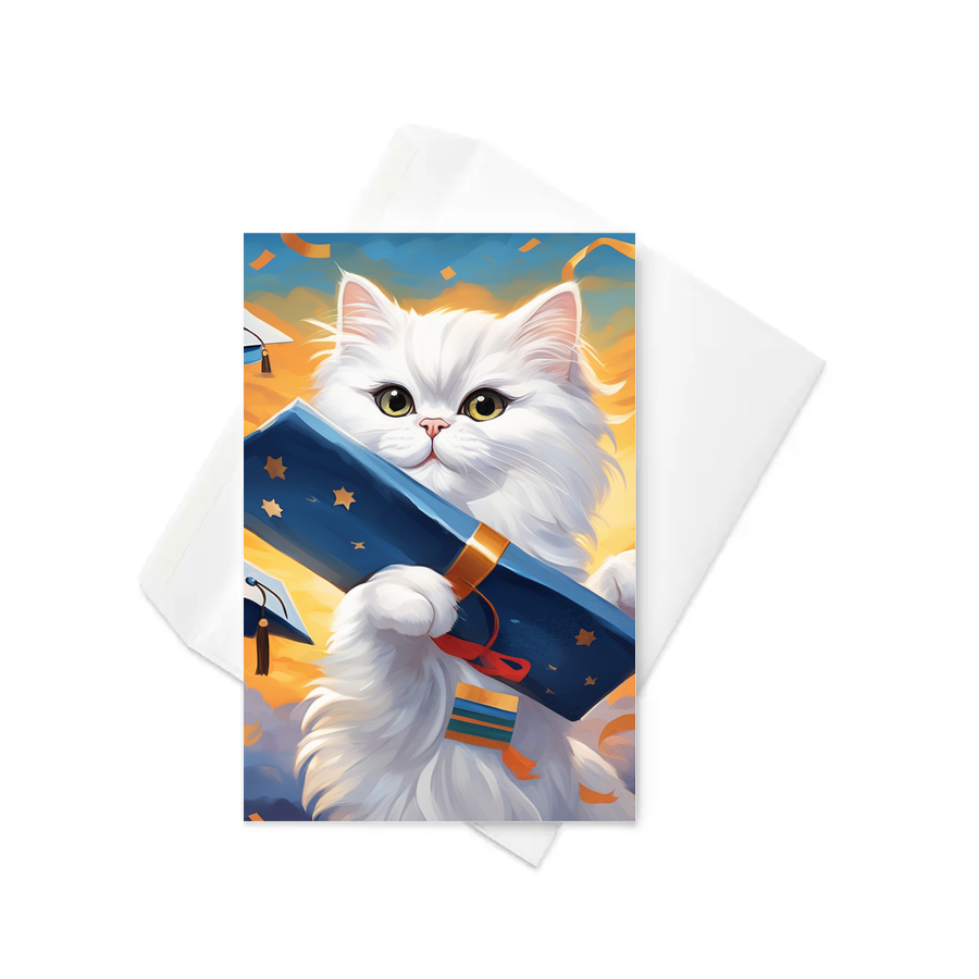 PugMug Custom White Persian Cat Greeting Card
