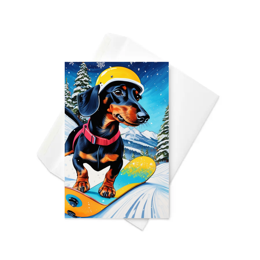 PugMug Custom Black Dachshund Greeting Card