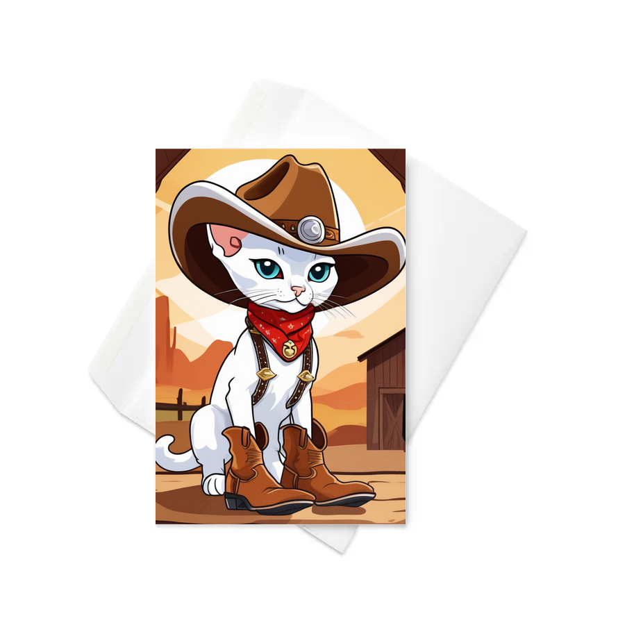 PugMug Custom White Devon Rex Cat Greeting Card