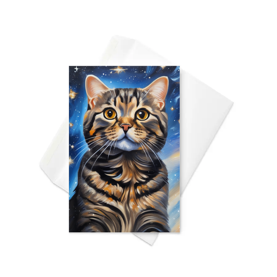 PugMug Custom Tabby Scottish Fold Cat Greeting Card