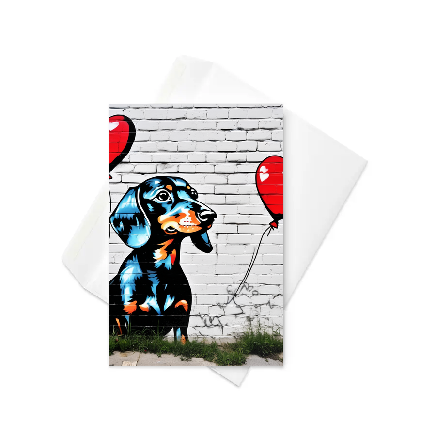 PugMug Custom Black Dachshund Greeting Card