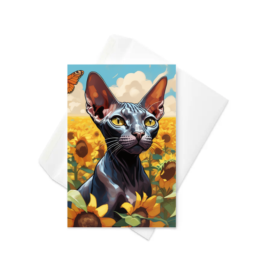 PugMug Custom Black Sphynx Cat Greeting Card
