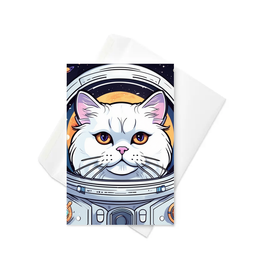 PugMug Custom White Persian Cat Greeting Card