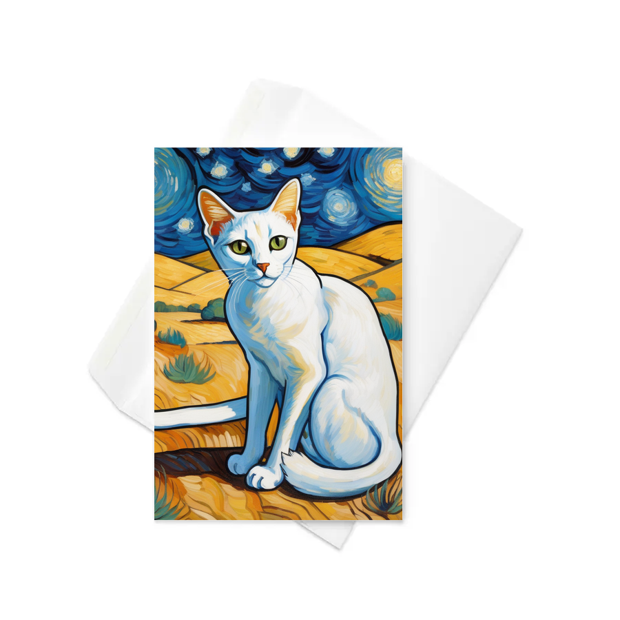 PugMug Custom White Abyssinian Cat Greeting Card