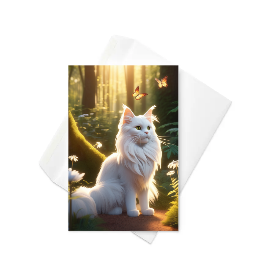 PugMug Custom White Maine Coon Cat Greeting Card