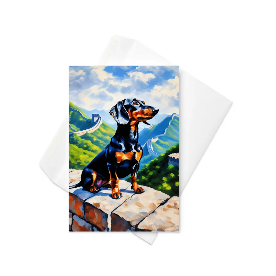 PugMug Custom Black Dachshund Greeting Card