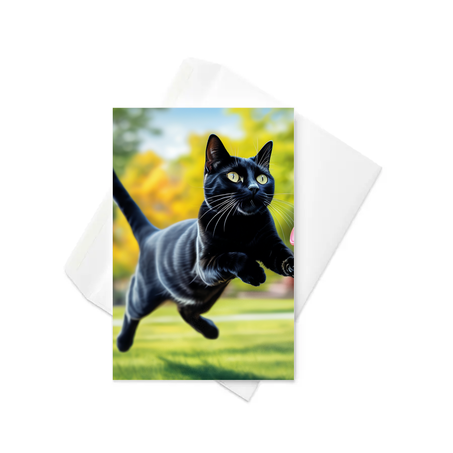 PugMug Custom Black American Shorthair Cat Greeting Card