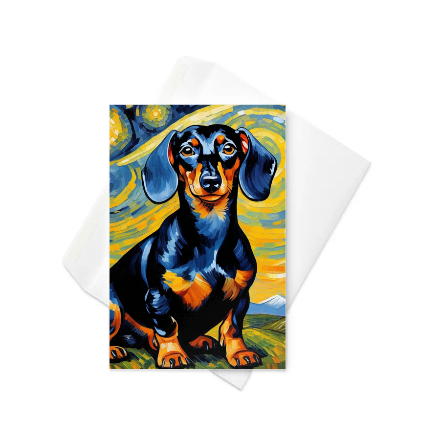 PugMug Custom Black Dachshund Greeting Card