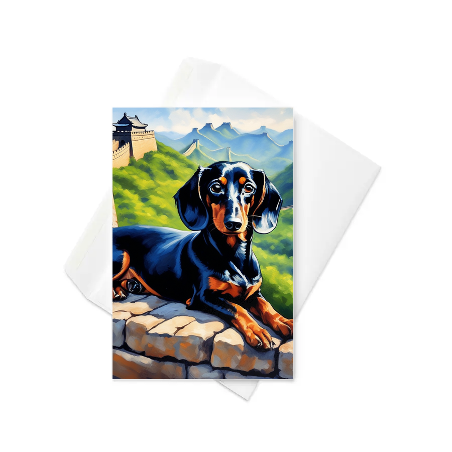 PugMug Custom Black Dachshund Greeting Card