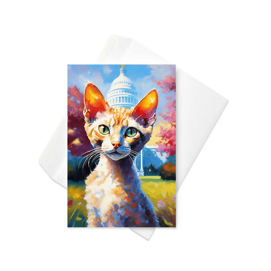 PugMug Custom Tabby Devon Rex Cat Greeting Card