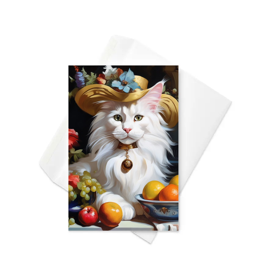 PugMug Custom White Maine Coon Cat Greeting Card
