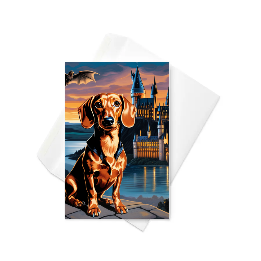 PugMug Custom Tan Dachshund Greeting Card