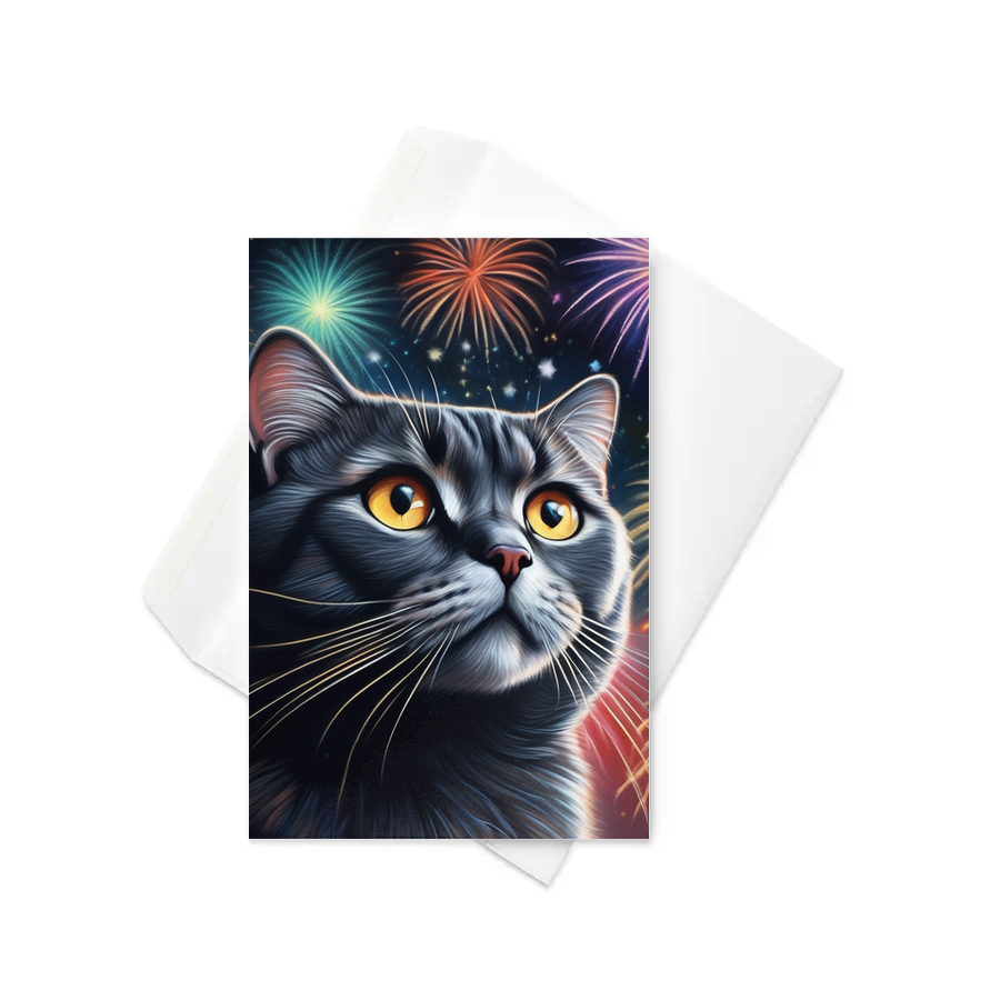 PugMug Custom Black Scottish Fold Cat Greeting Card