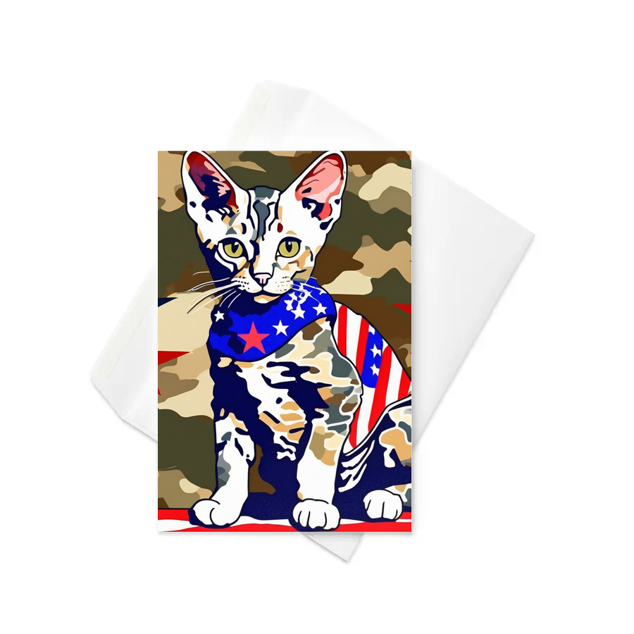 PugMug Custom Tabby Devon Rex Cat Greeting Card