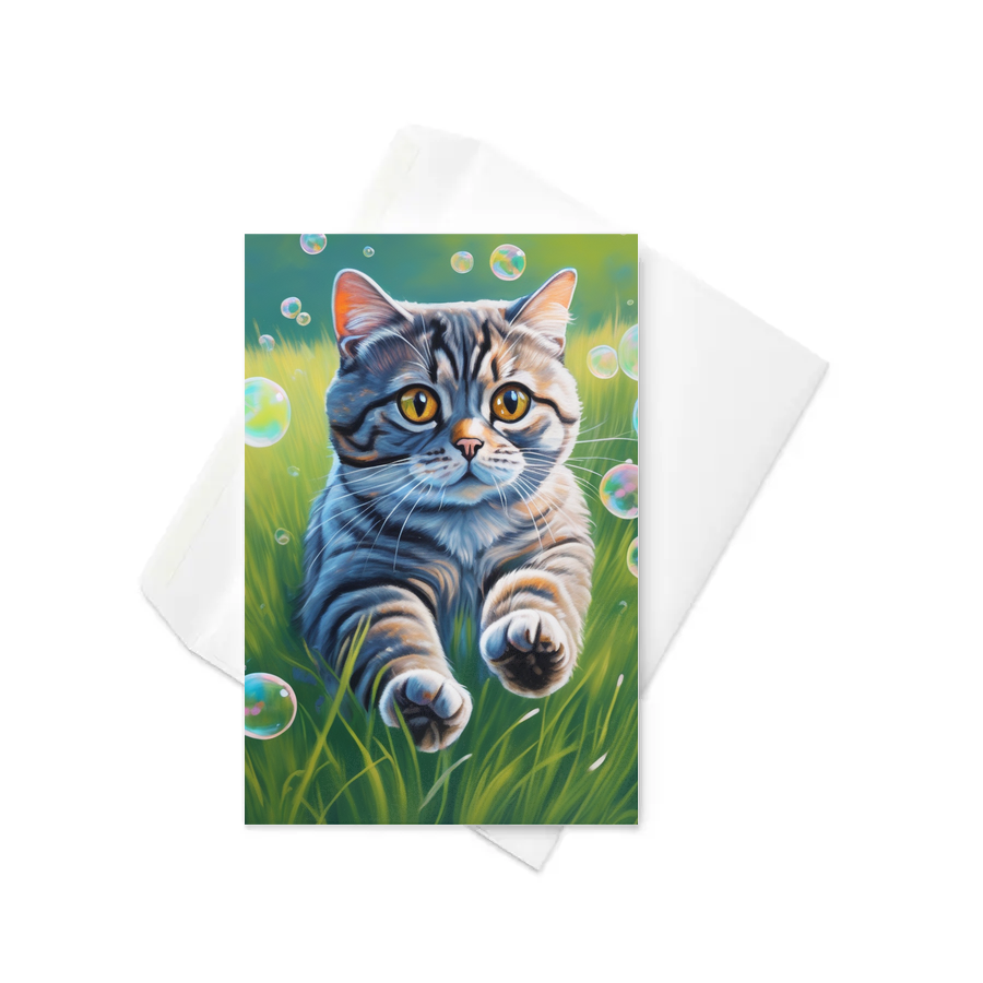 PugMug Custom Tabby Scottish Fold Cat Greeting Card
