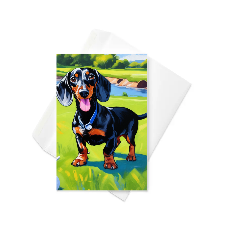 PugMug Custom Black Dachshund Greeting Card