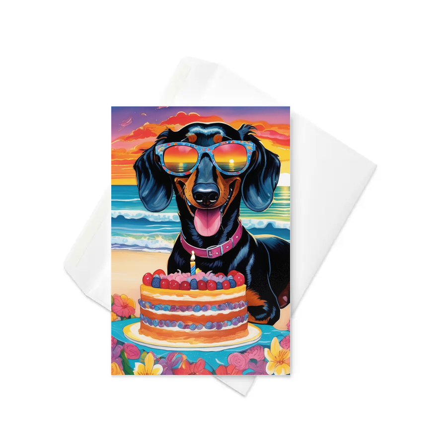 PugMug Custom Black Dachshund Greeting Card