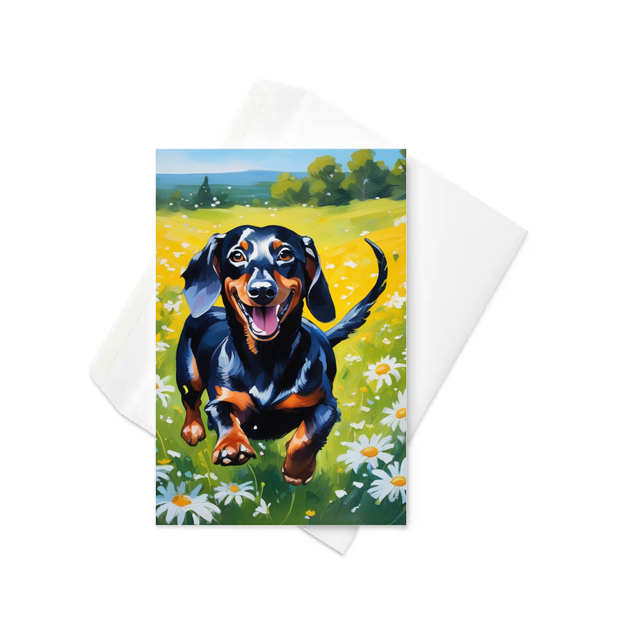 PugMug Custom Black Dachshund Greeting Card