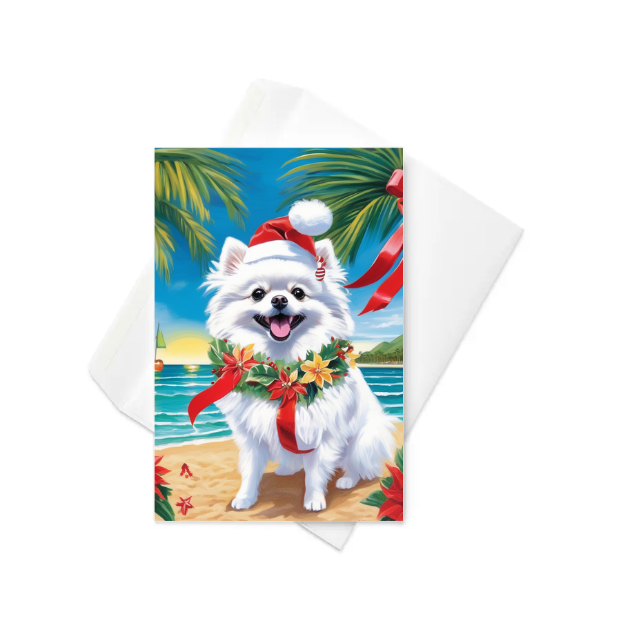 PugMug Custom White Pomeranian Greeting Card