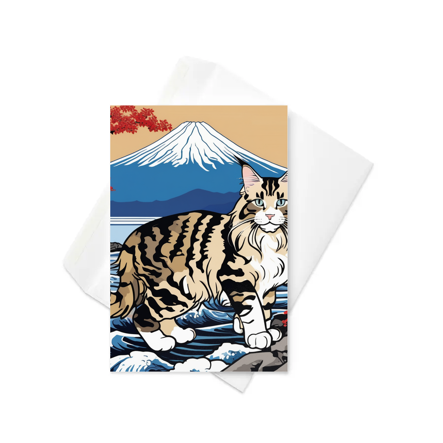 PugMug Custom Tabby Maine Coon Cat Greeting Card