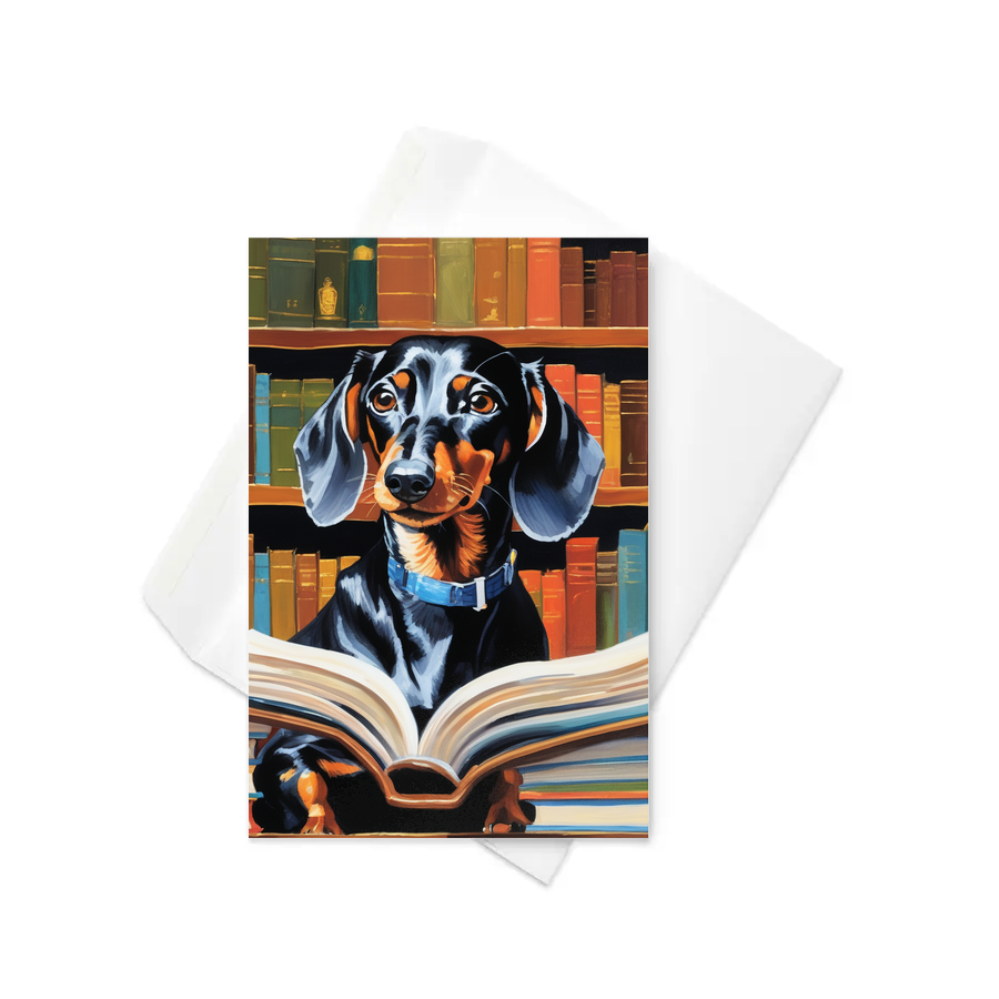 PugMug Custom Black Dachshund Greeting Card
