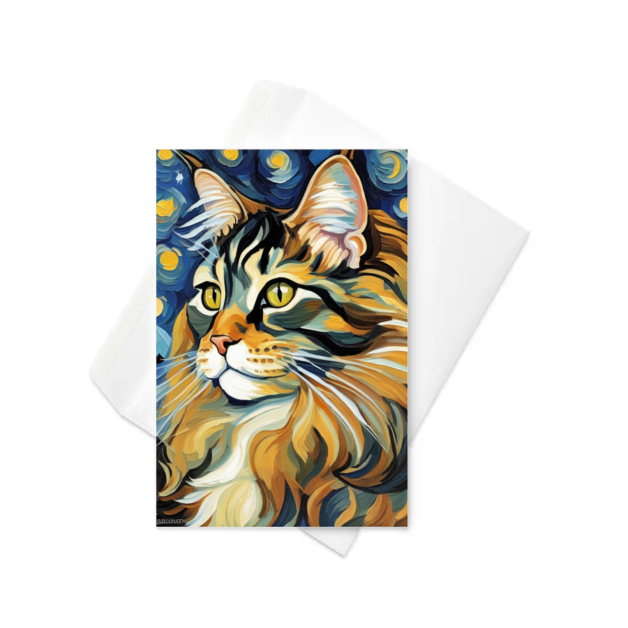 PugMug Custom Tabby Maine Coon Cat Greeting Card