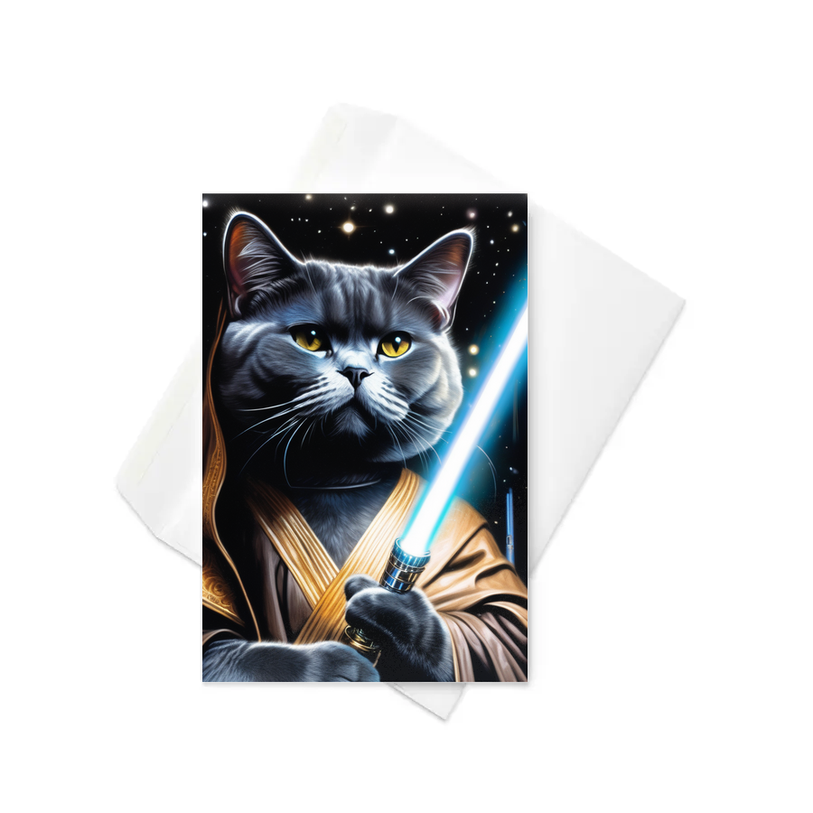 PugMug Custom Black British Shorthair Cat Greeting Card