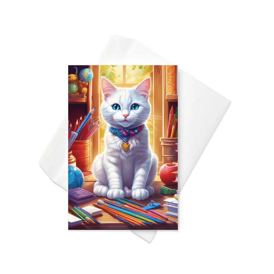 PugMug Custom White Companion Cat Greeting Card